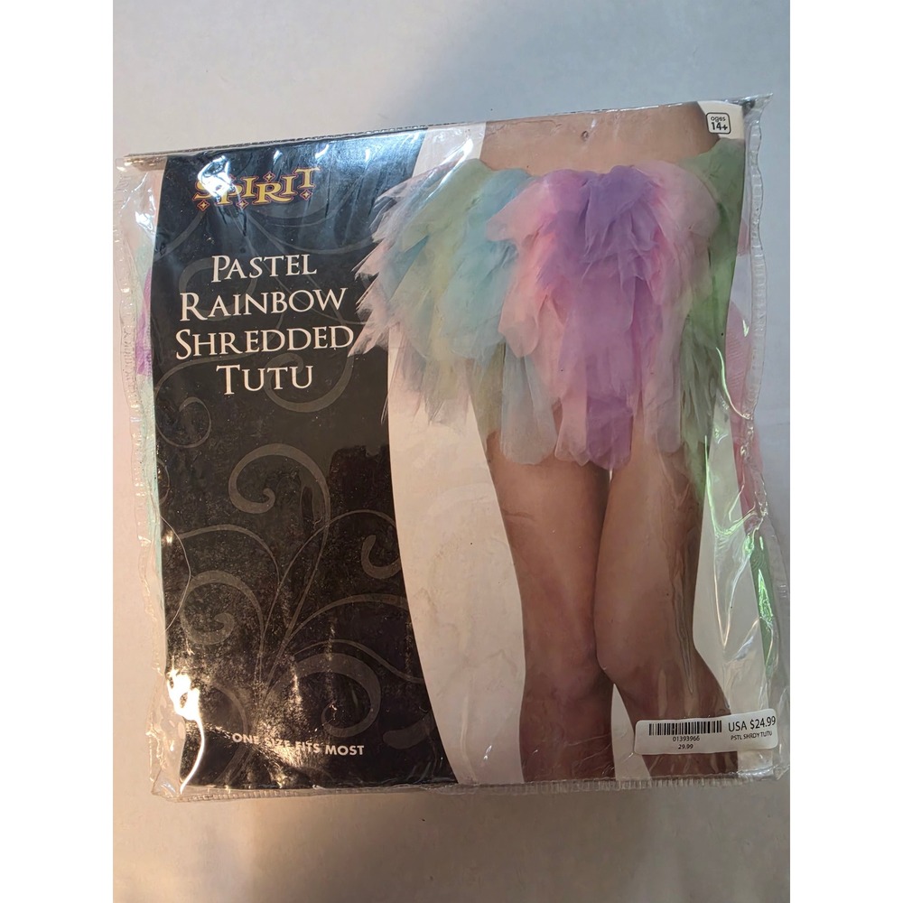 Spirit Halloween Pastel Rainbow Shredded Tutu Skirt One Size Fits Most 01393966
